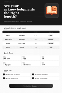 Acknowledgments Length Checker | Book Thanks Tool