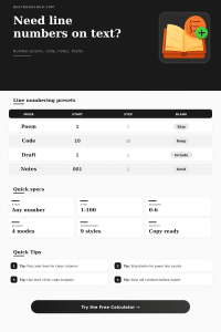 Add Line Numbers Tool | Number Text Lines