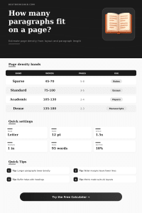 Paragraphs Per Page Calculator | Estimate Page Density