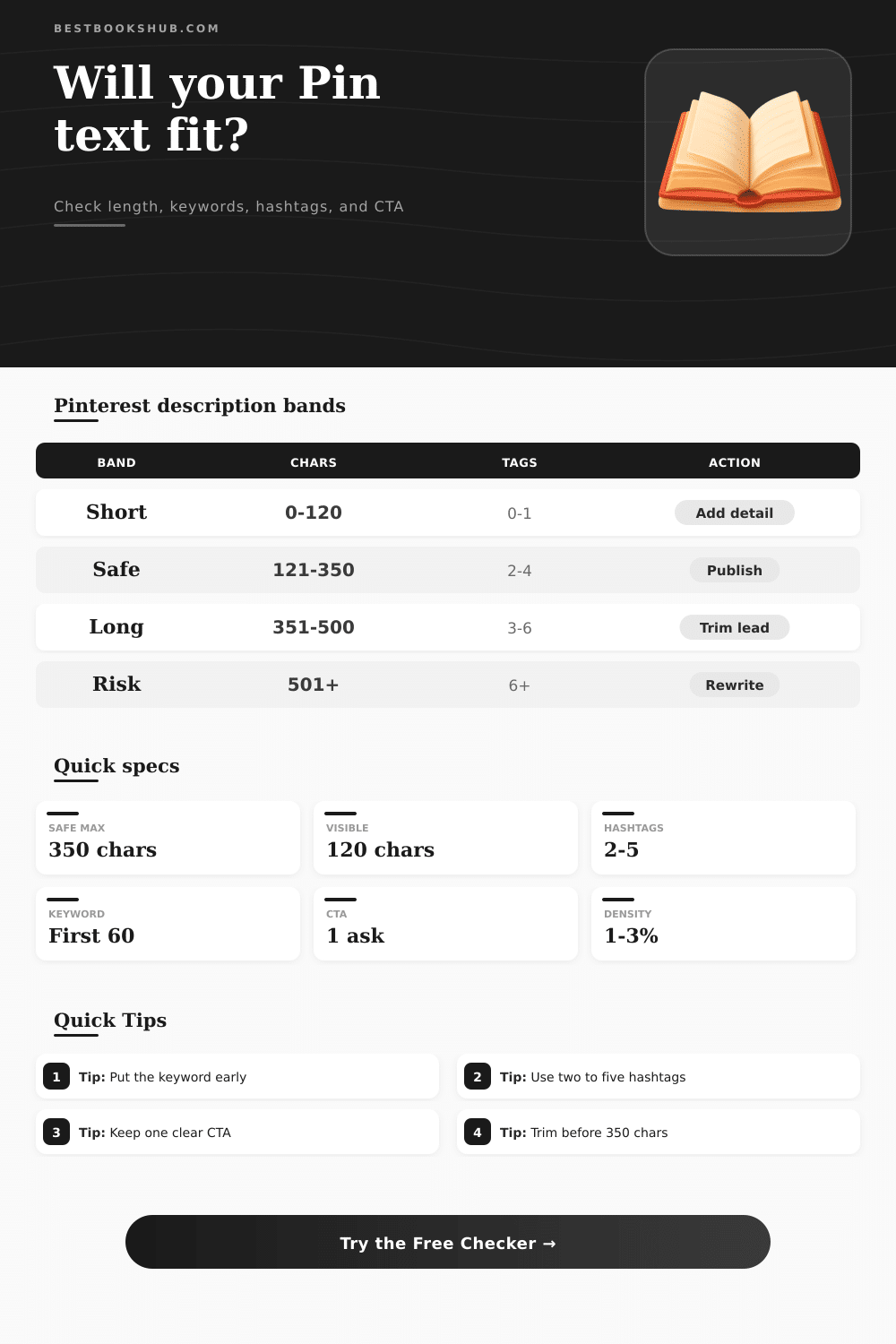 Pinterest Description Length Checker | Pin SEO Tool