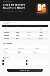 Remove Duplicate Lines Tool | Clean Line Lists