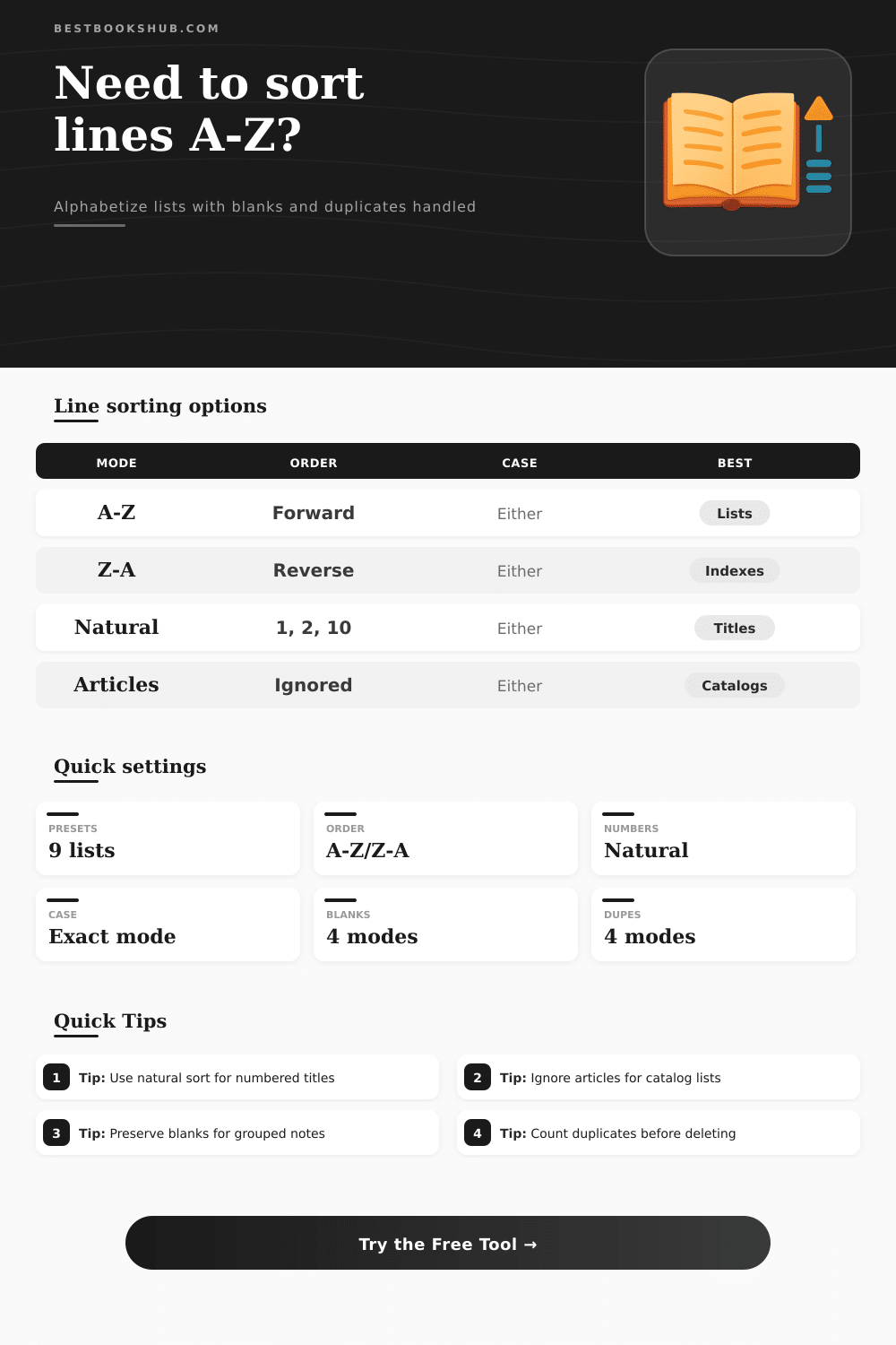 Sort Lines Alphabetically Tool | A-Z Line Sorter