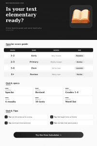 Spache Readability Calculator for Elementary Texts