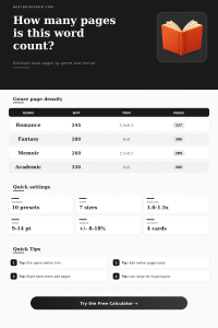 Word Count to Page Estimate by Genre Calculator