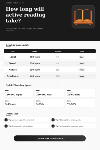 Active Reading Time Calculator | Plan Reading Sessions