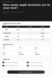 Angle Bracket Counter for Text and Markup