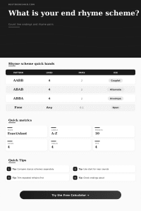 End Rhyme Counter for Poems and Lyrics