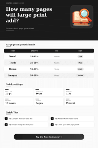 Large Print Page Increase Calculator | Book Planner