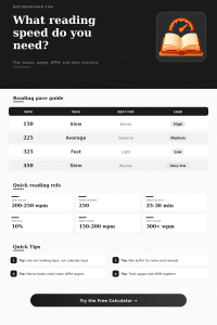 Reading Speed Goal Calculator | WPM Reading Planner