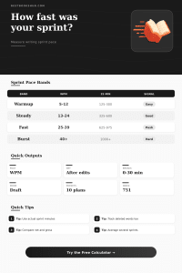 Sprint Speed Calculator | Writing Pace Tool