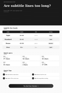 Subtitle Line Length Checker for SRT and VTT