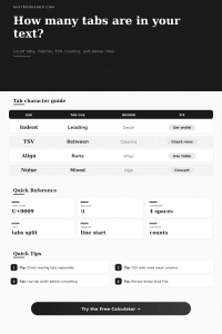 Tab Character Counter | Text Tab Scanner