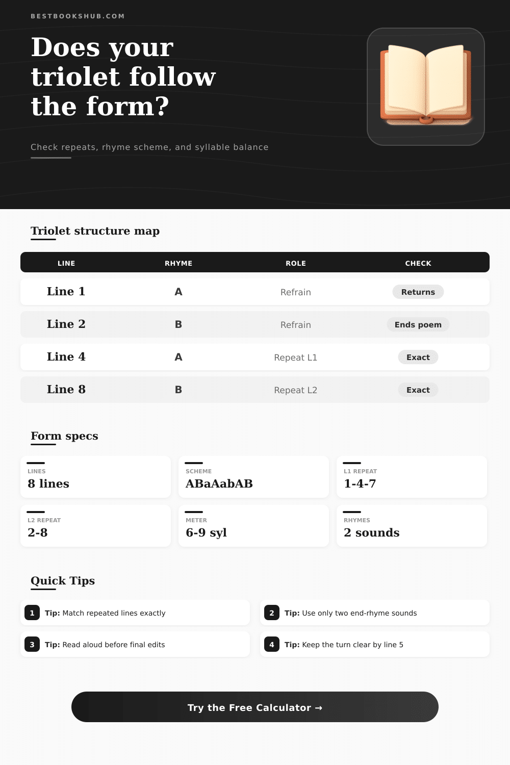 Triolet Structure Checker | Test Rhyme and Repeats
